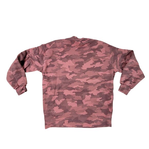 LULULEMON Perfectly Oversized Sweatshirt Crew Size 4 Pink Camo Briar Rose Multi - Picture 2 of 3